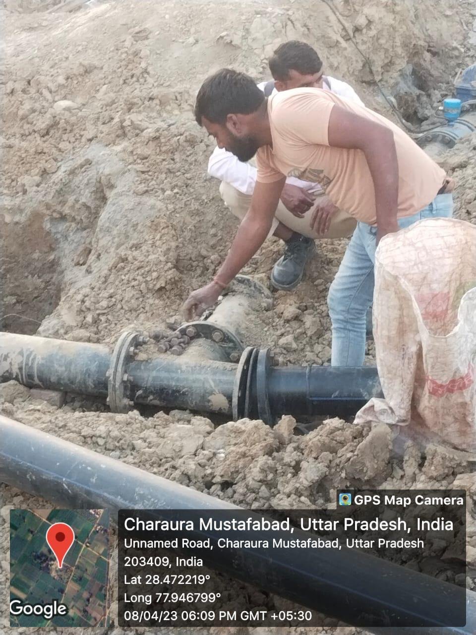 CTC open trench pipeline laying work on site